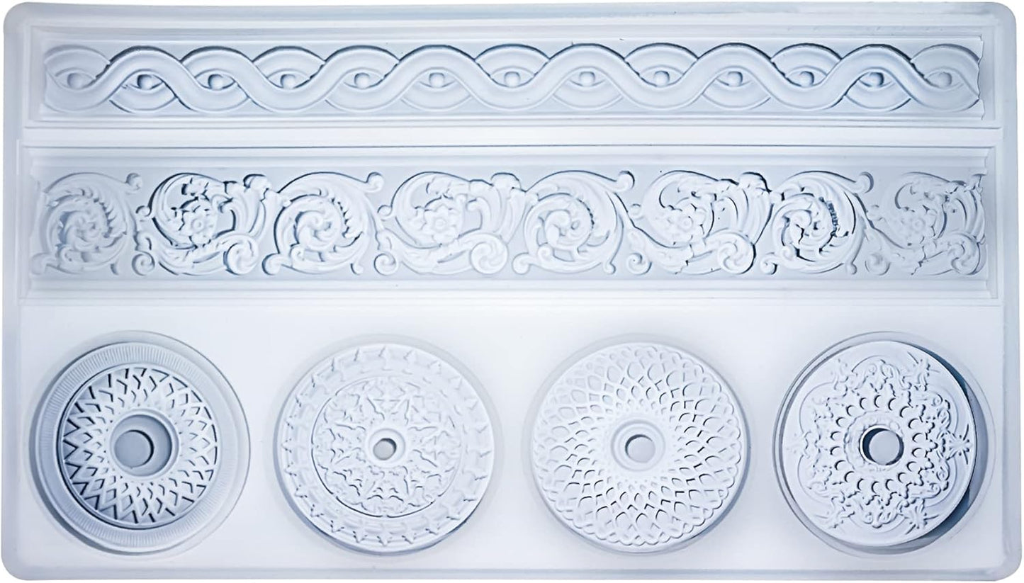 Art Mold for Polyclay Air Dry Clay Plaster, Trimmings and Medallion