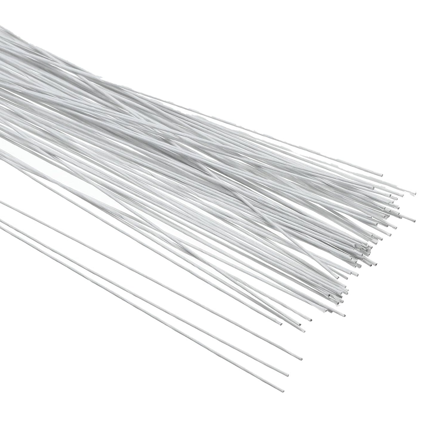 PATIKIL 24 Gauge 16" Floral Stem Wire, 100 Pcs Paper Wrapped Iron Artificial Flower Stem Accessories for DIY Bouquet Stem and Craft Decoration, White