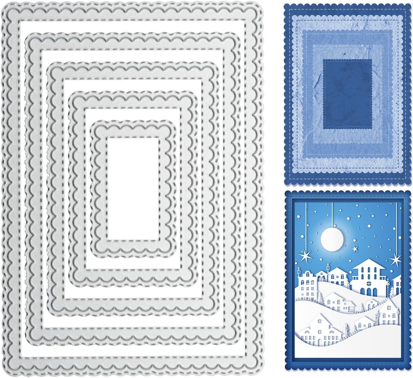 YKW Scalloped Background Frame Metal Cutting Dies Set for Card Making Albums Scrapbooking Paper Crafts DIY Tool Kit, Embossing Tools Die Cuts Etching Templates Stamps Paper Card Decorations