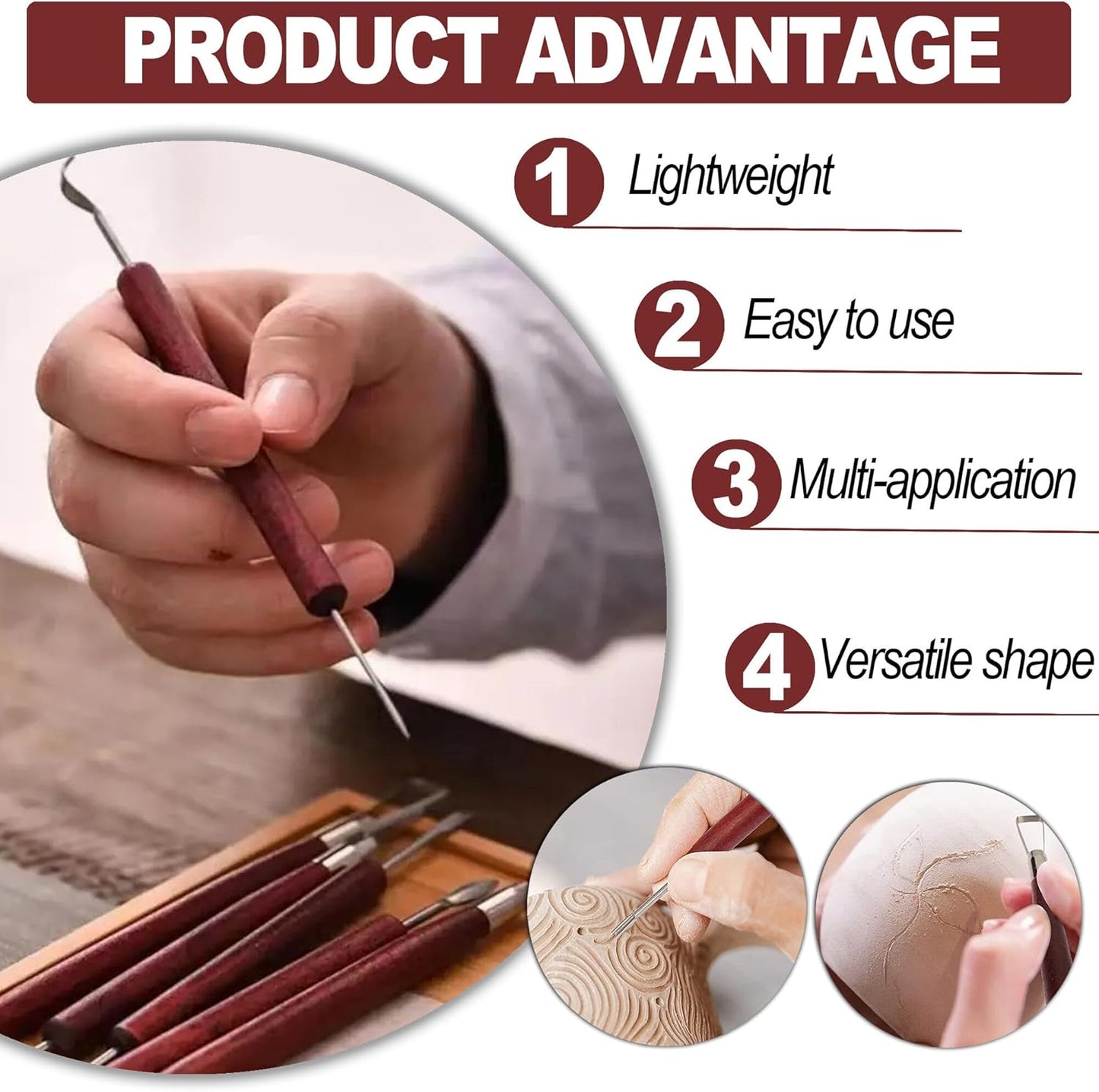 LINPHCEY 6-Piece Clay Sculpting Tools Set Perfect for Polymer Air Dry Modeling Clay Beginners & Professionals Ideal for DIY Pottery & Ceramics Tools for Clay Sculpey Sculpting & Crafting