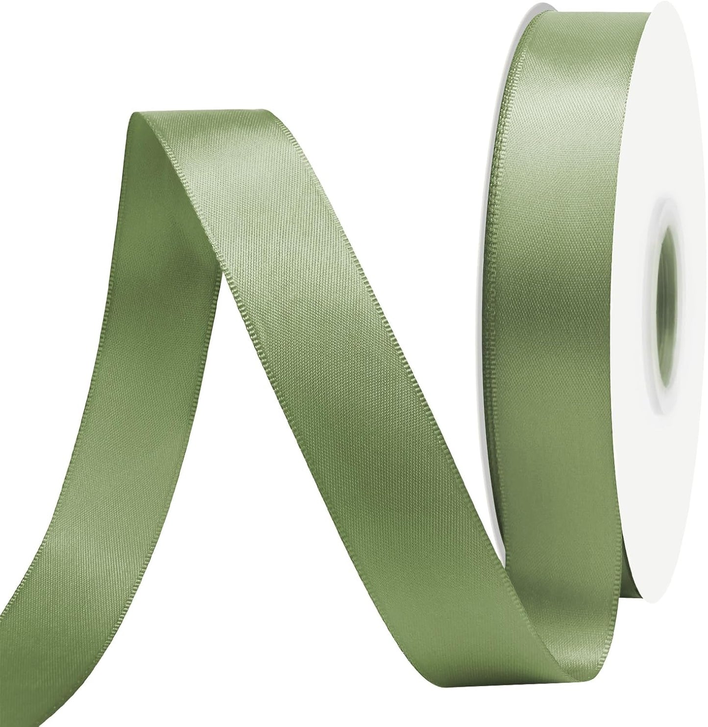 Spring Moss Satin Ribbon 7/8" X 50 Yards Solid Color Double Faced Ribbons Perfect for Crafts Wedding Decor Bow Making Arts Sewing and More