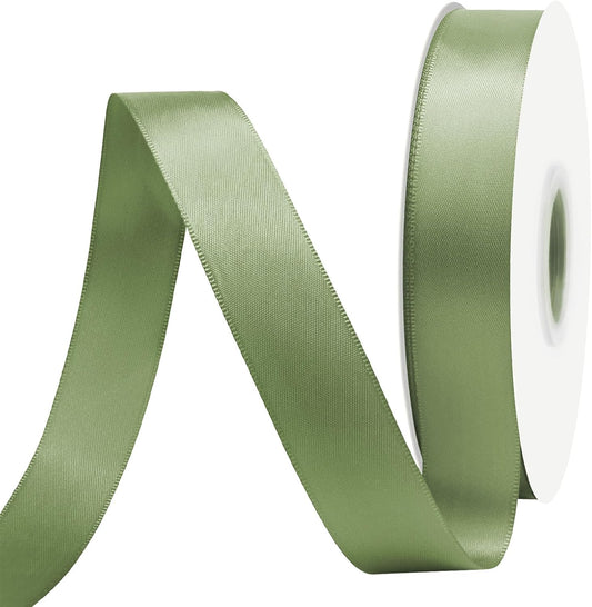 Spring Moss Satin Ribbon 7/8" X 50 Yards Solid Color Double Faced Ribbons Perfect for Crafts Wedding Decor Bow Making Arts Sewing and More