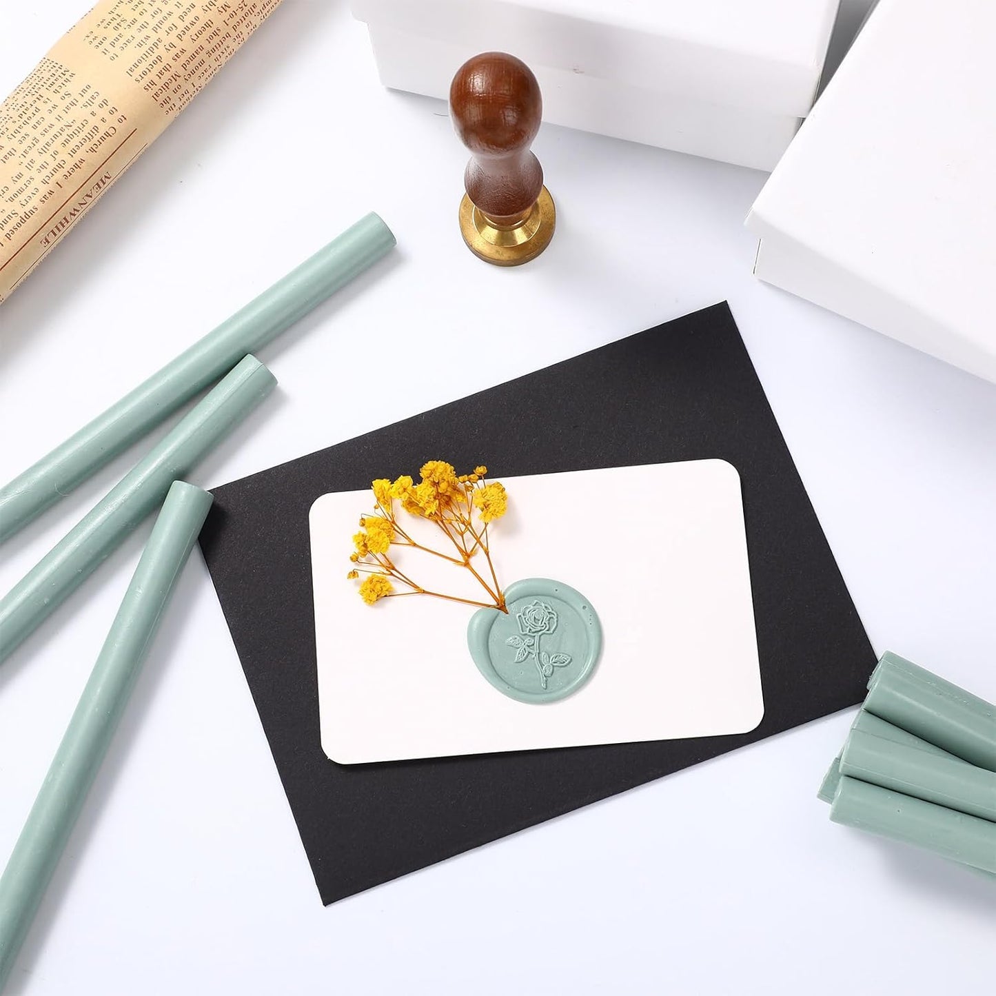Nuanchu 15 Pcs Glue Gun Sealing Wax Sticks Retro Vintage Wax Sticks for Seal Stamp and Letter for Wedding Invitations Card Envelope Christmas Holiday Gift Ideas(Cyan)