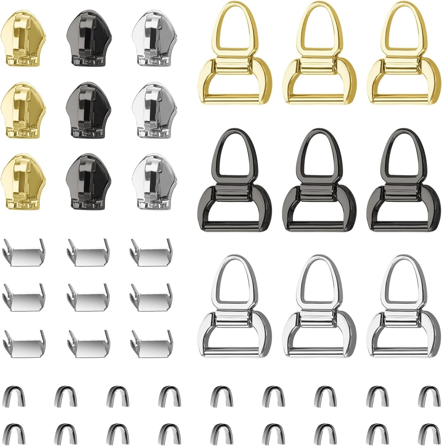 VICHERIA Zipper Repair Kit (45 Pcs), Universal Zippers for Sewing, Replacement Slider Pull Fix Kit for Jackets, Coat, Boot, Backpack, Purse (5#-B-9Pcs)