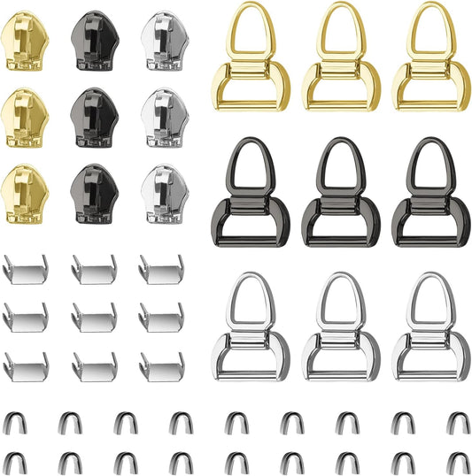 VICHERIA Zipper Repair Kit (45 Pcs), Universal Zippers for Sewing, Replacement Slider Pull Fix Kit for Jackets, Coat, Boot, Backpack, Purse (5#-B-9Pcs)