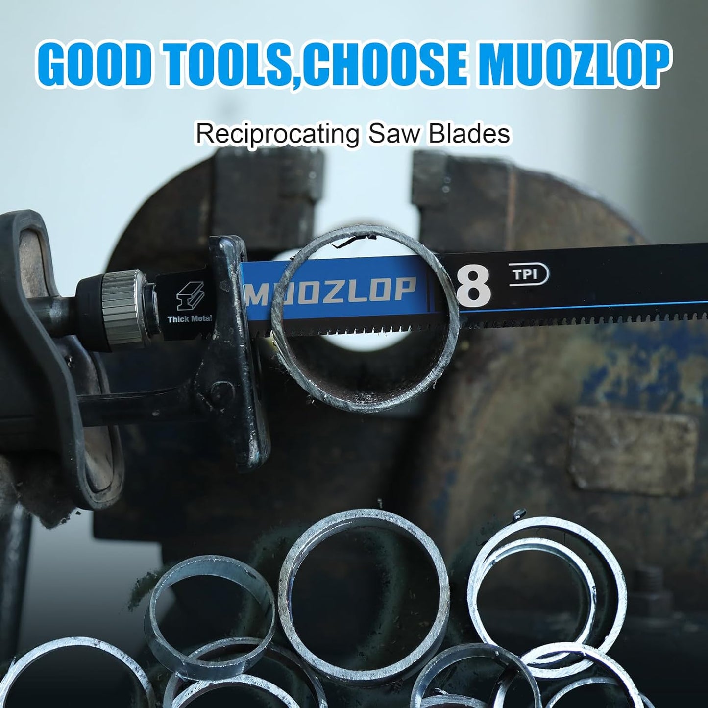 2 Pack 9 inch Reciprocating Saw Blades Set，8 TPI High Carbon Saw Blades for Metal ，Saw Blades with Organizer Case (2, 8T/9inch)