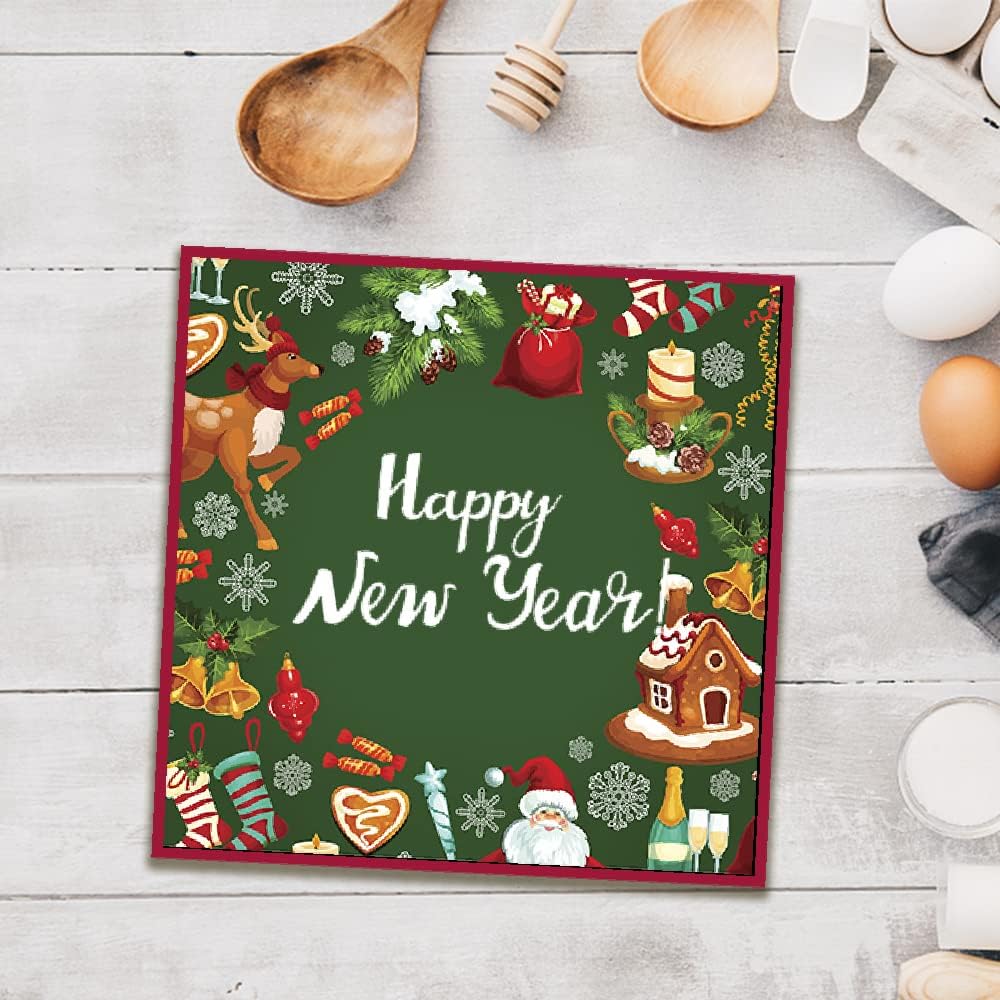 ABTOLS Merry Christmas Clear Stamps for Card Making and Photo Album Decorations, Happy New Year Words Winter Greeting Clear Rubber Stamps for Card Making Decoration and DIY Scrapbooking