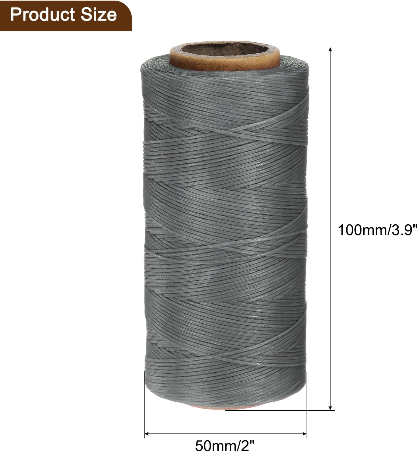 uxcell 150D 0.8mm Flat Waxed Thread 284 Yards Polyester Leather Sewing Waxed String Hand Stitching Cord for Leather Stitching Sewing Bookbinding DIY Craft Silver Gray