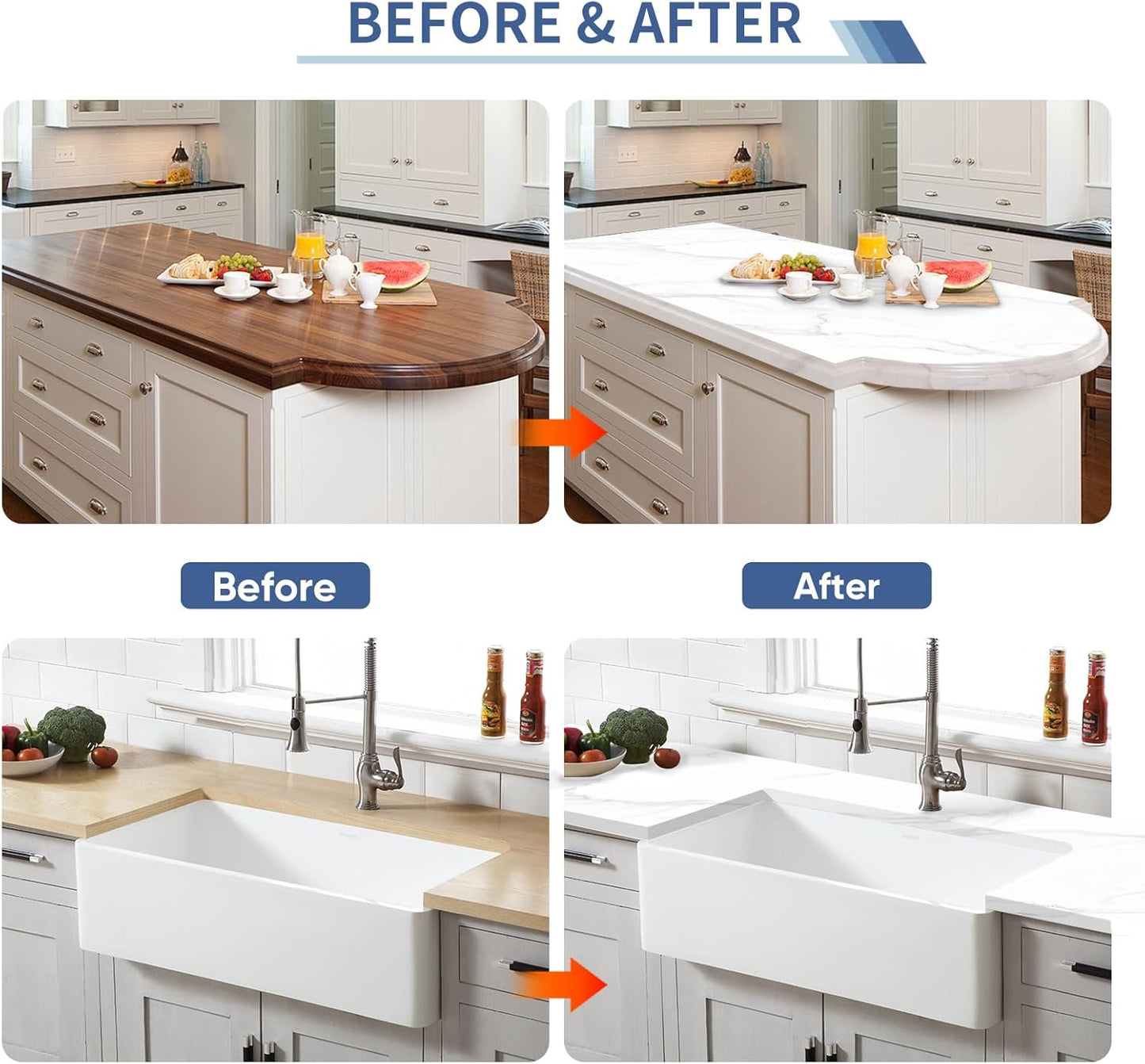 GLAINTE White Marble Countertop Paint Kit - Epoxy Countertop Refinishing Kit for Kitchen Bathroom Cover 35-38 Sq.Ft