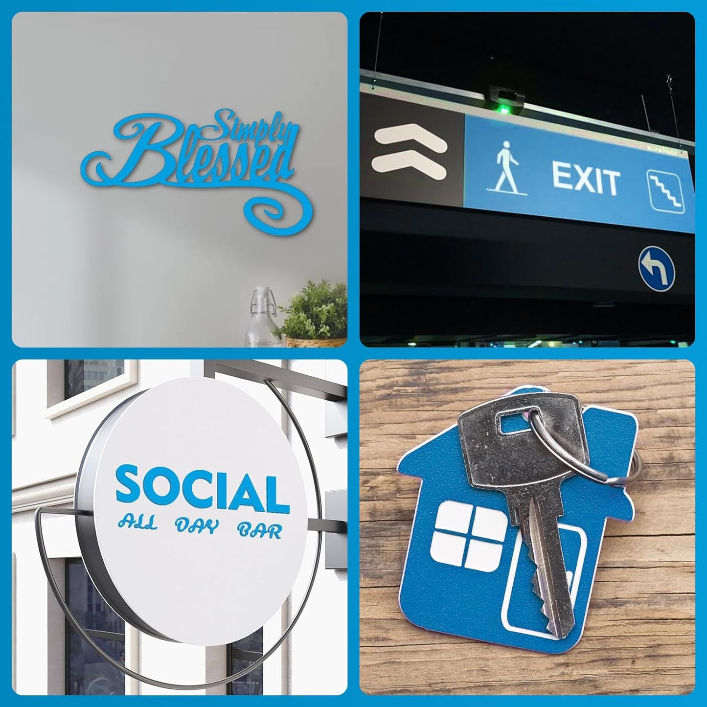 Laser Engraving Blank Blue ABS Double Color Plastic Sheet, 11.8x6.49x0.05 inch Materials Double Color Plastic Sheet for Interior Signs, Badges (Blue)