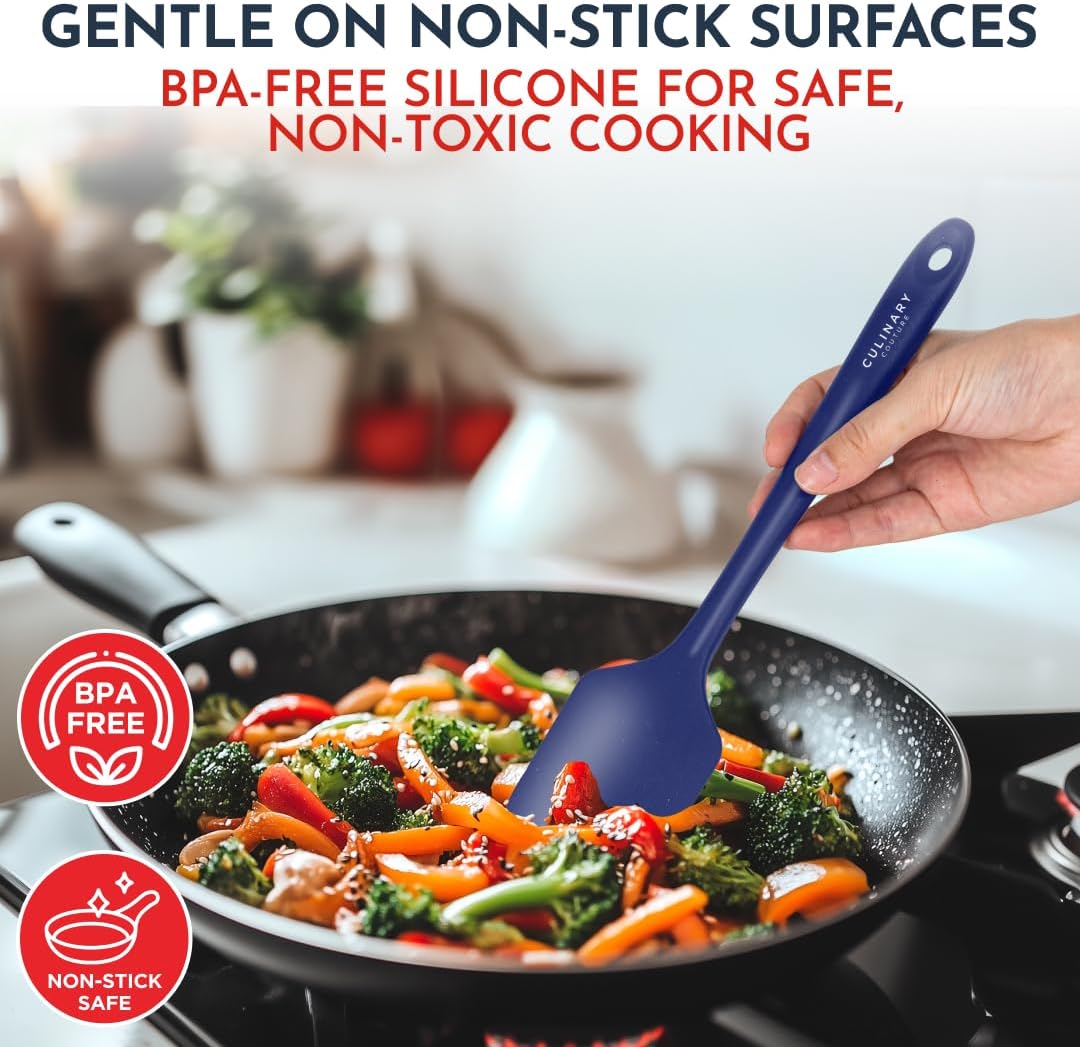 Culinary Couture 4-Piece Blue Baking Spatula Set - Rubber Spatulas Silicone Heat Resistant, BPA-Free - Spatula Set for Nonstick Cookware - Silicone Baking Utensils