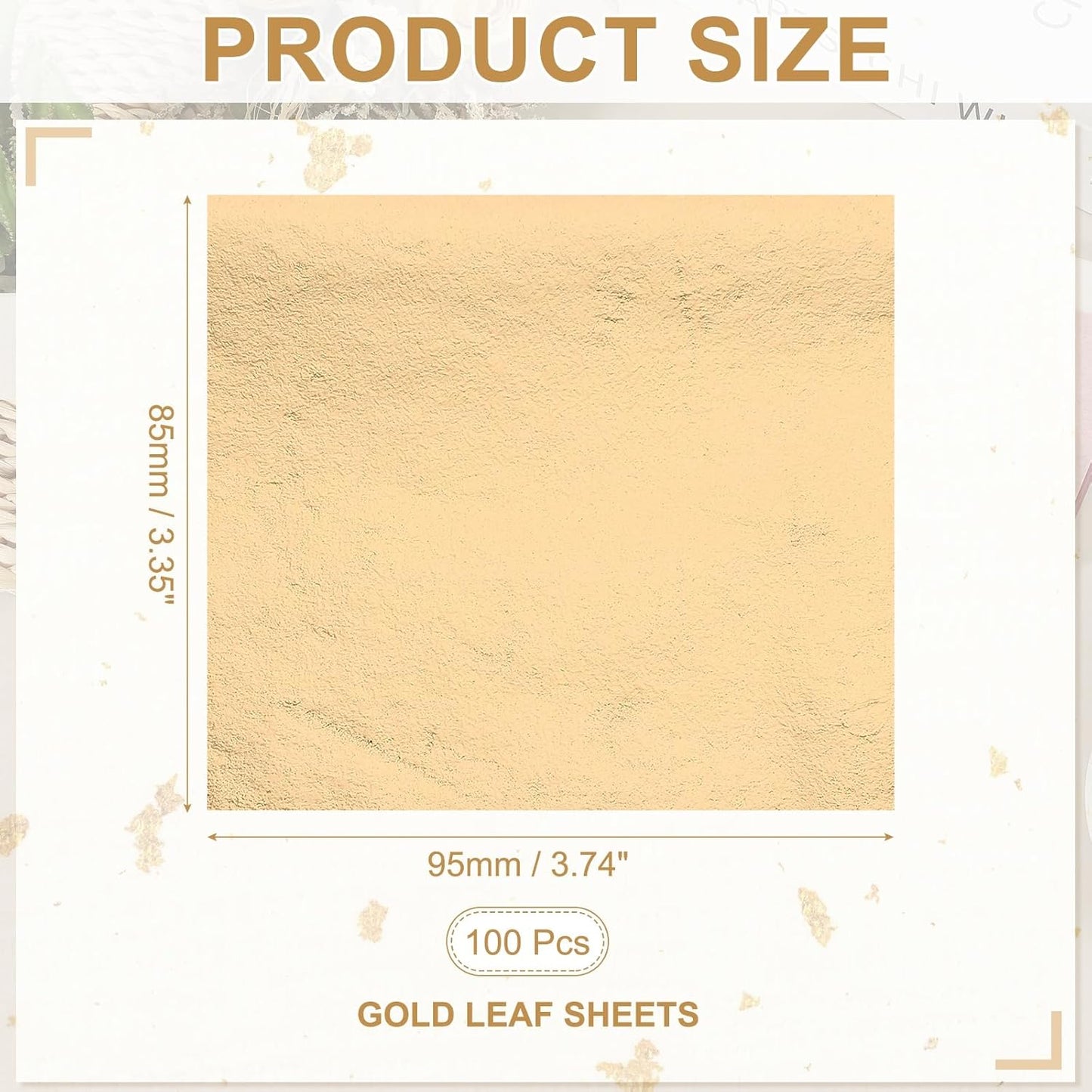 PATIKIL Gold Leaf Sheets for Art 3.7" x 3.4", 100 Pcs Gold Foil Sheet Metallic Leaf Papers for DIY Crafts Resin Furniture Nails Paintings Home Decoration, Champagne