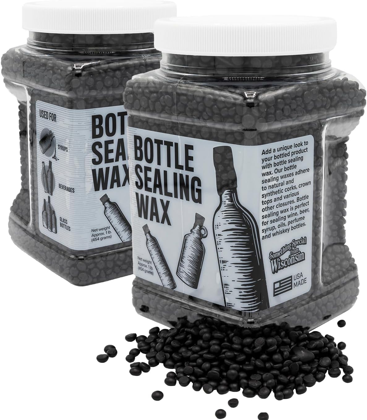 Blended Waxes, Inc. Bottle Sealing Wax Beads, Premium Pastille Wax Seal Beads For Wine, Beer, and Liquor Bottle Closure, Seals Between 25-30 Bottles, 1 lb, Black