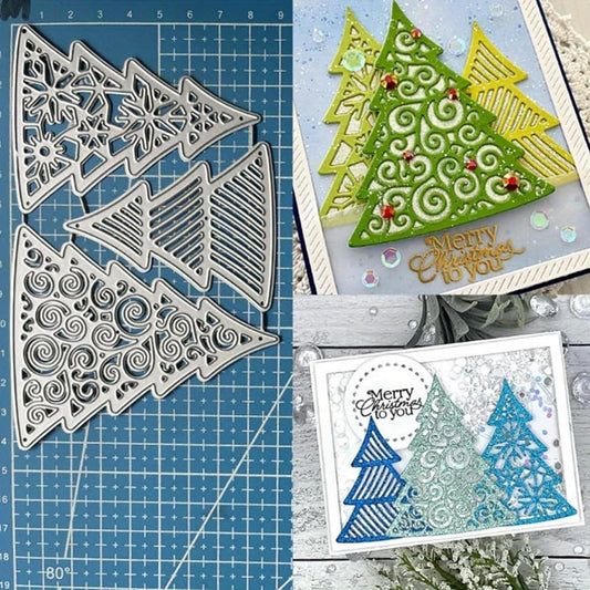 Metal Cutting Dies DIY Merry Christams Embossing Stencil Template Scrapbooking Card Making Mold Photo Album Arts Crafts Tools (Christmas Tree Set-14.3x9.1cm)