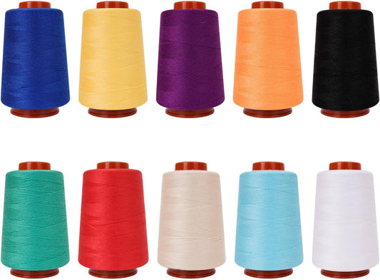 Sewing Thread Kit, 10 PCS, All Purpose Sewing Thread 40wt, Assorted Colors Each 800 Yards of Polyester Threads for Sewing Machine, Hand Stitching, Quilting, Serger (Bright Color Series)