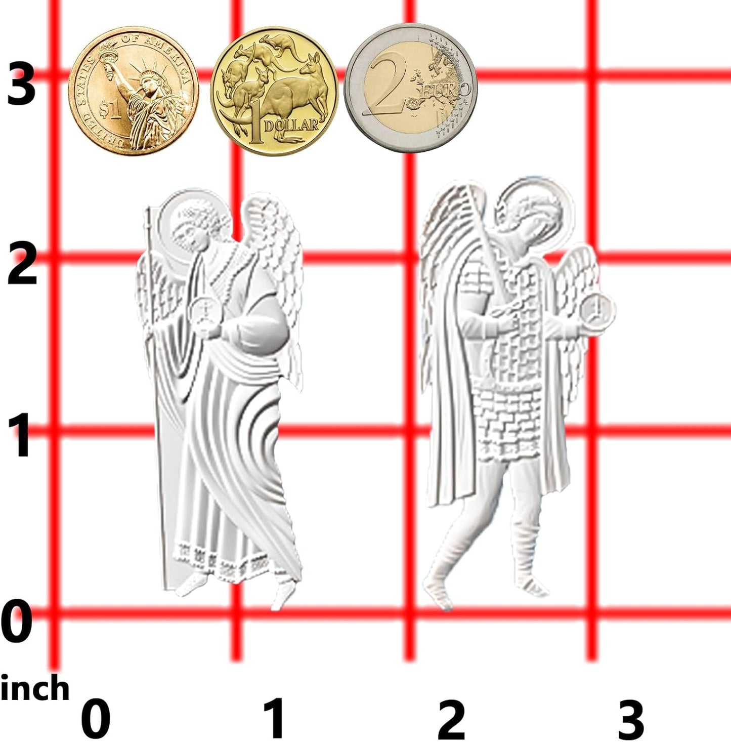 Art Molds for Polyclay Air Dry Clay Plaster, 2 Carved Archangel Symbols