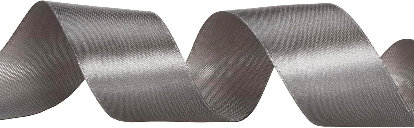 1 1/2 Inch Steel Gray Solid Satin Ribbon, 50 Yards Craft Fabric Ribbon for Gift Wrapping Floral Bouquets Wedding Party Decoration