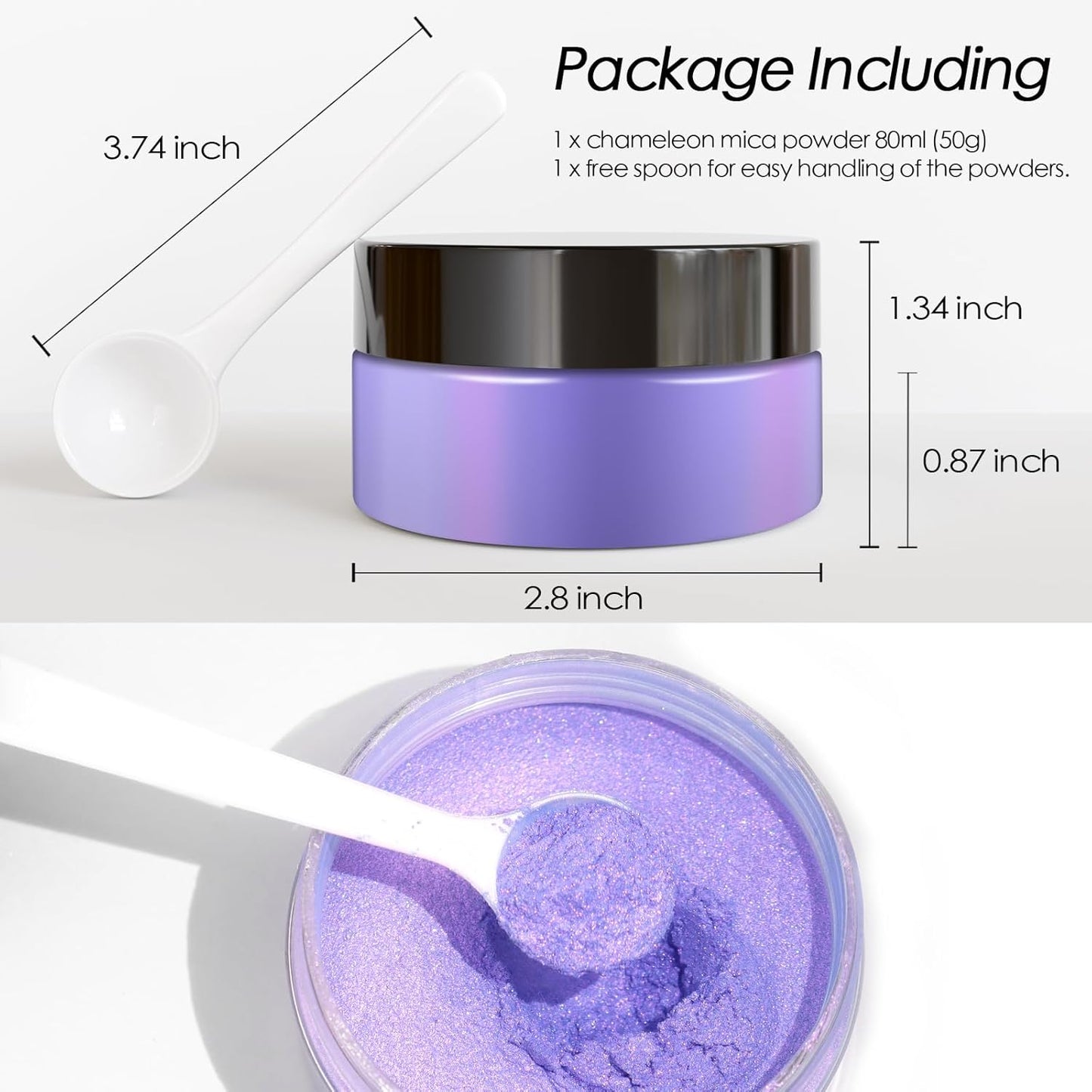 Ceya Highly Chameleon Mica Pigment, 1.8oz/ 50g Purple Shadow Chrome Powder, Cosmetic Grade Pearlescent Effect Color Shift Pigment for Epoxy Resin, Makeup, Nail Polish, Soap Dye, Candle Making, Slime