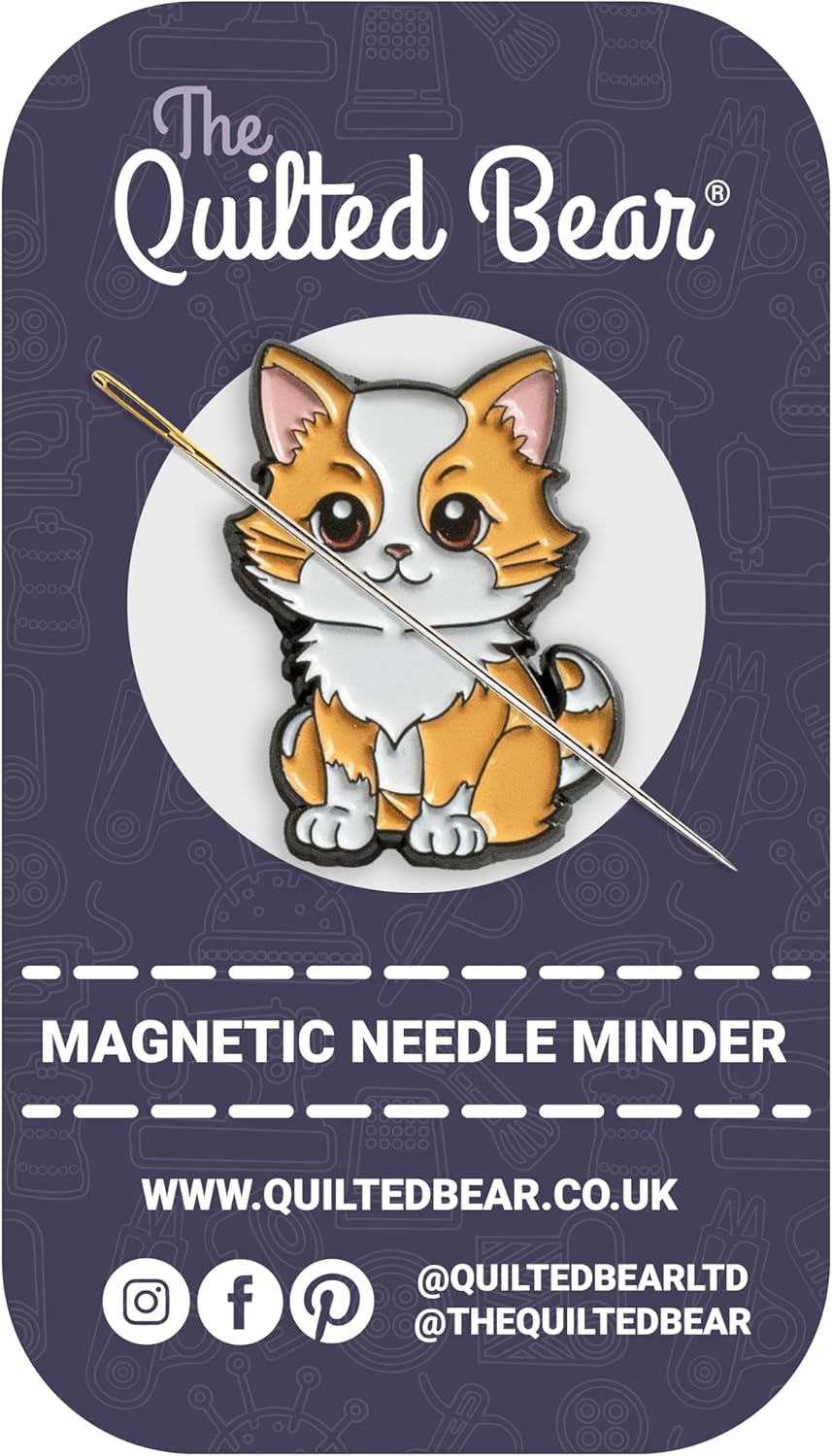 The Quilted Bear Needle Minder - Needle Minder Magnet for Keeping Sewing & Embroidery Needles, Cross Stitch Needles Safe - Stress Free Stitching Cross Stitch Supplies & Embroidery Supplies (Cat)