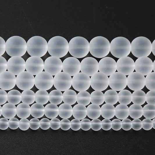 32pcs 12mm Frost White Crystal Glass Beads for Jewelry Making Round Loose Beads DIY Bracelets Necklaces Crystal Energy Healing Stone Beads 15" (12mm, Frost White Glass)