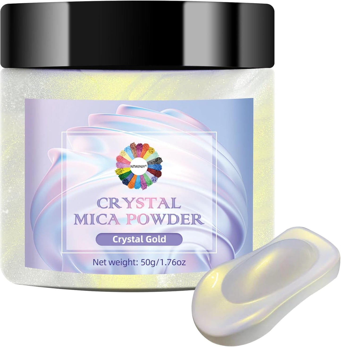 Crystal Gold Mica Powder for Epoxy Resin，Natural Shimmer Mica Powder Used for Coloring Resin Artwork, car Spray Paint, Candles, soap, Lip Gloss, Nail Polish(50g/1.7oz)