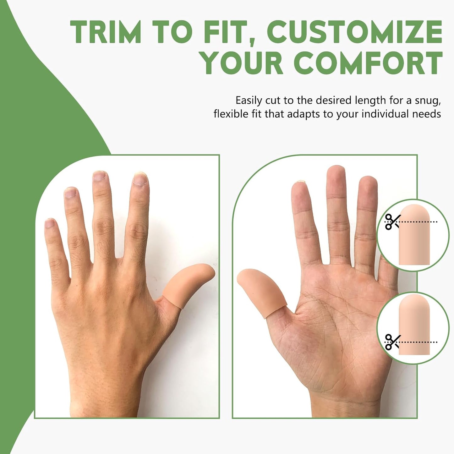 Gel Finger Cots for Thumbs, 10 Pcs Silicone Finger Caps, Rubber Finger Protector Covers for Trigger, Arthritis, Cracking, Peeling, Hangnail, Callus and Pain Relief, (Nude, Medium)