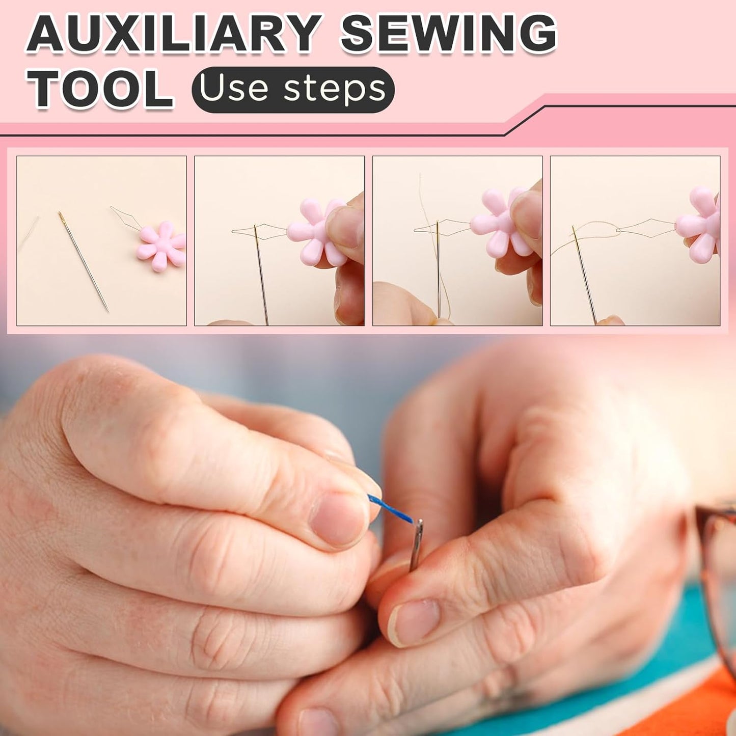 KAQRHFT Needle Threaders, 24 PCS Needle Threader Kit for Needle Work, 4 Types Simple Needle Threader Tool with Clear Storage Box for Hand Sewing, Sewing Machine, Embroidery Floss