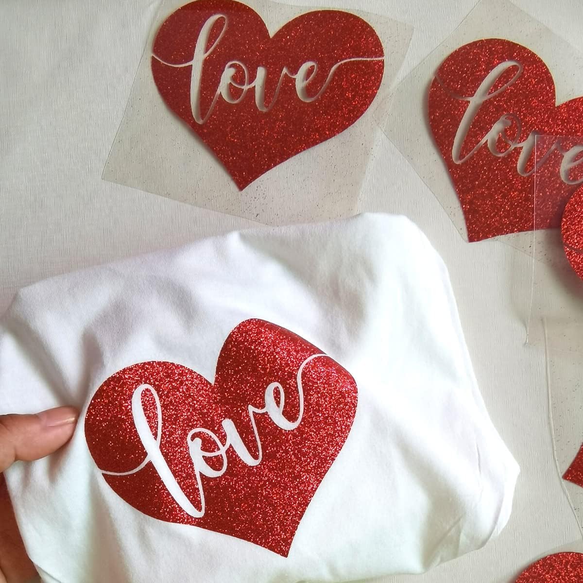 Red Glitter HTV Heat Transfer Vinyl Bundle 8 sheets-12 x12 Iron on Vinyl for T Shirts Hats Clothing Compatible with Cricut Cameo Heat Press Machine