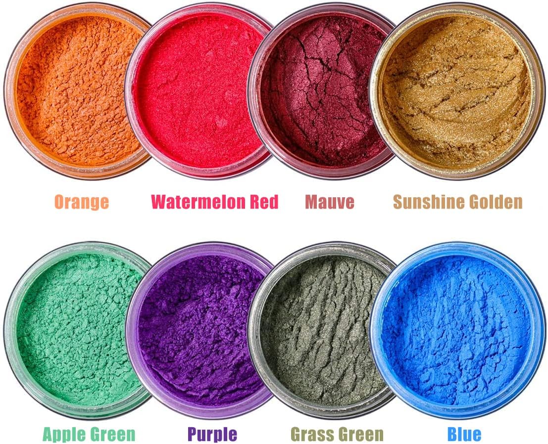 SEISSO Mica Powder for Epoxy Resin, 8 Color Soap Dye Body Butter Color Pigment Powder for Lip Gloss Making Makeup Dye Fine Art Painting