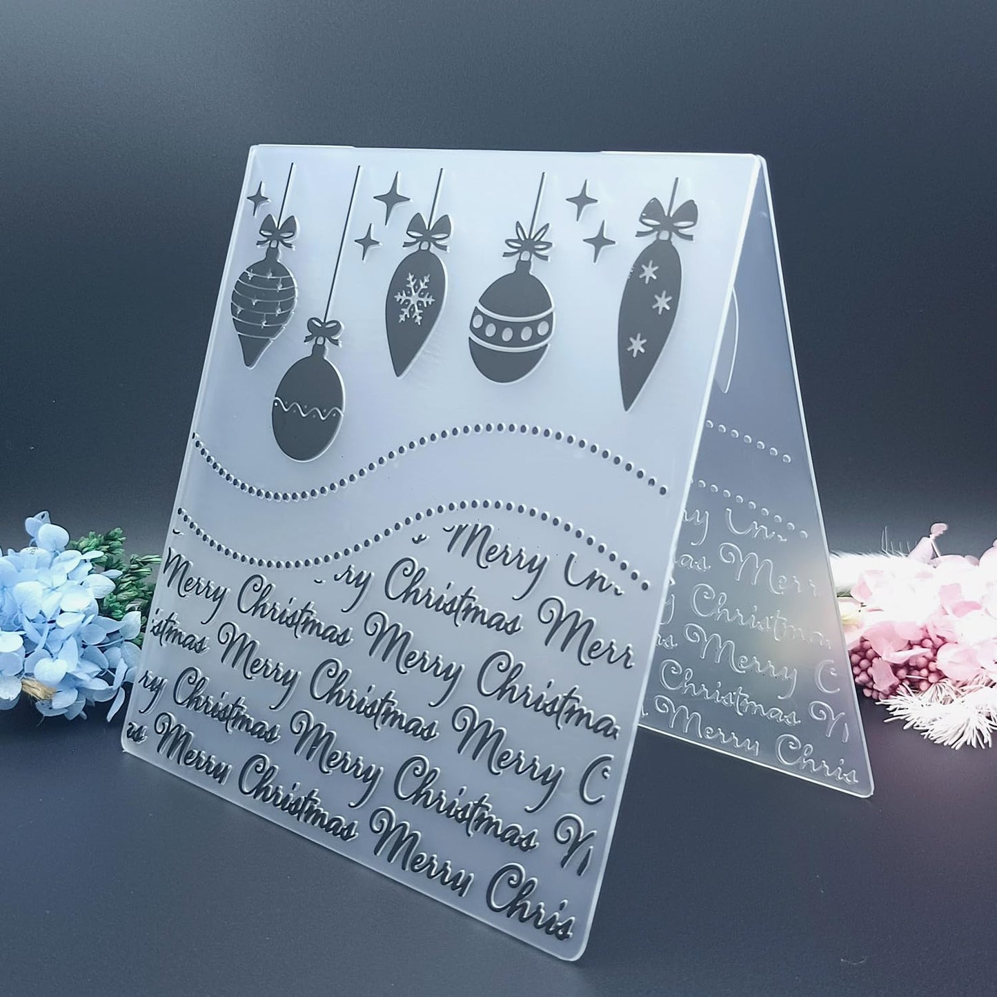 Merry Christmas Pendants Texture Embossing Templates 5.9x5.9inch Plastic Embossing Folders for Card Making DIY Scrapbooking Photo Album Card and Handmade Paper Craft Decor