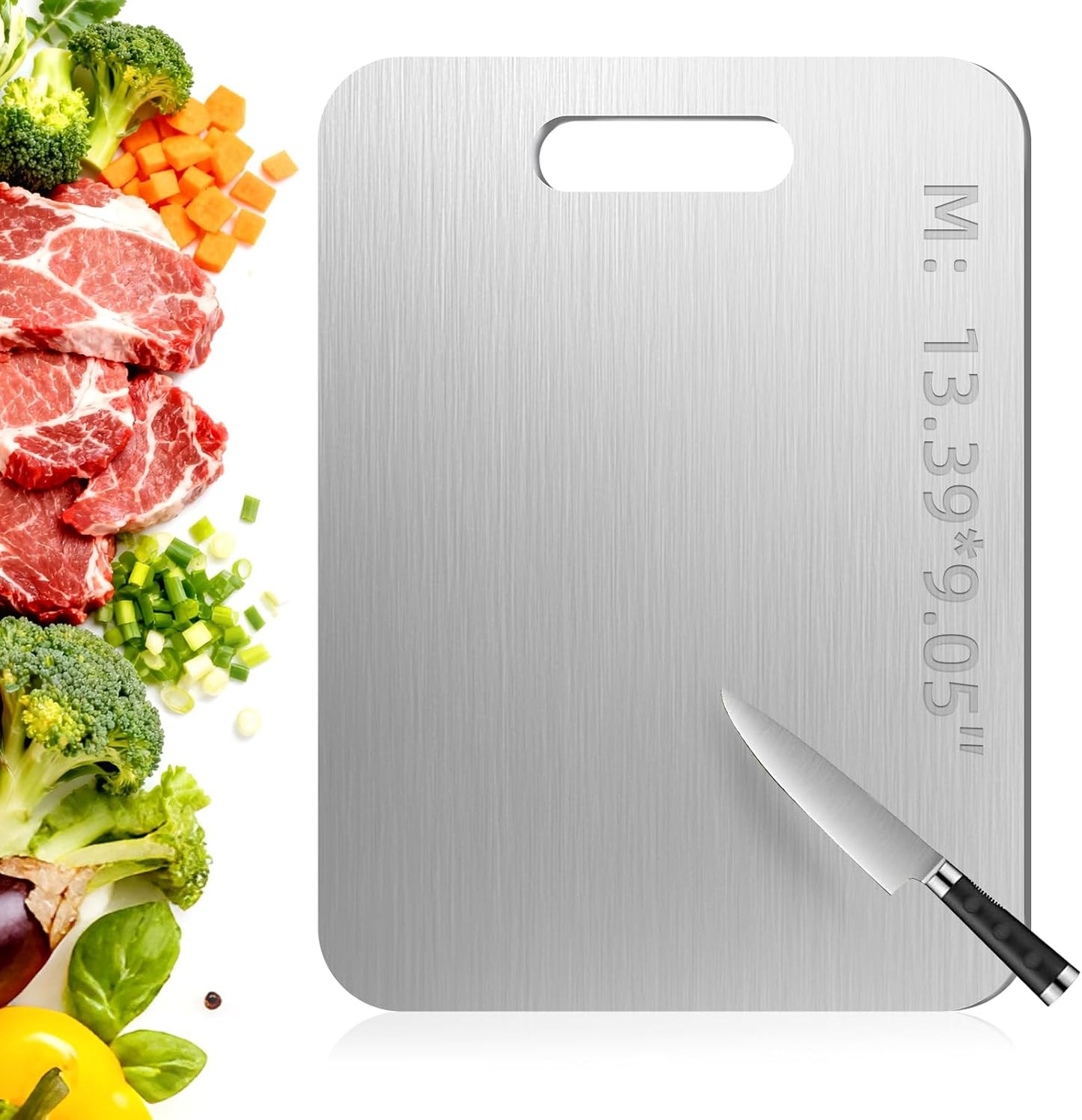 Tavano Titanium Cutting Board,Titanium Cutting Boards for Kitchen,Double-side Available Cutting Board for Vegetables,Meat,Fruits,Easy to Store and Clean(M)