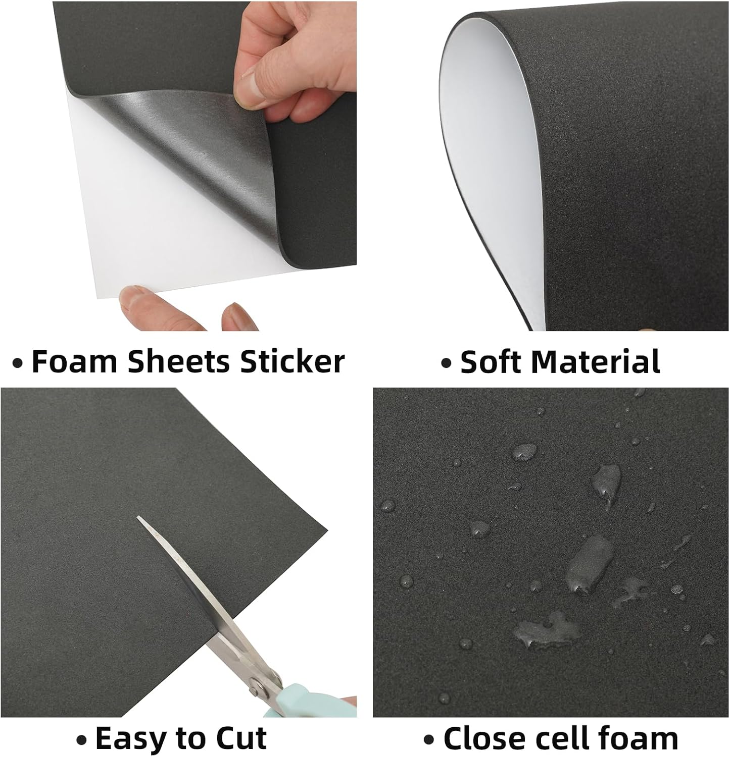 MEARCOOH 3mm Self Adhesive Foam Sheets Crafts, Black 9x12 Inch Sticky Eva Foam Paper for Crafts Cardmaking Cushion Embroidery Classroom Scrapbooking Crafts