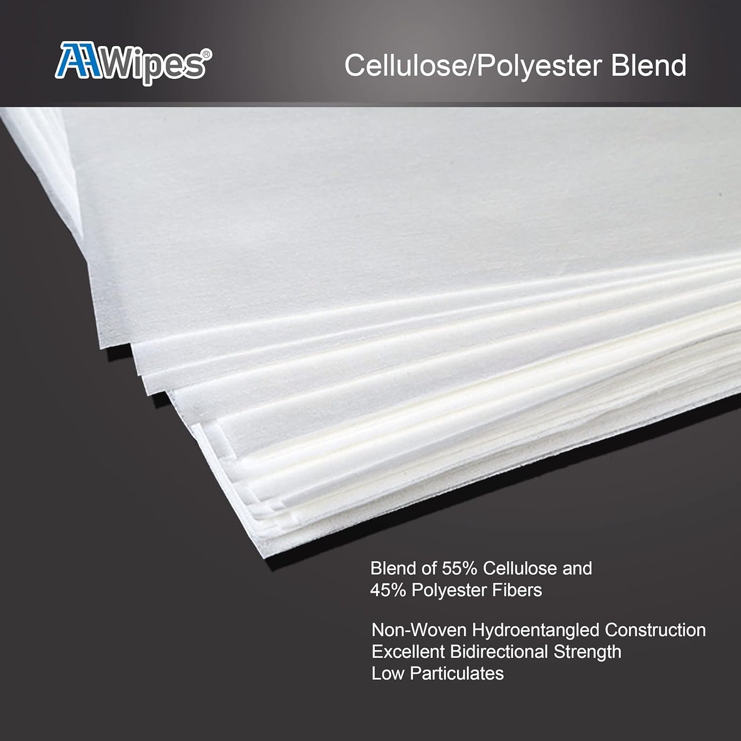 AAwipes Cleanroom Wipes Nonwoven Wipes Cellulose/Polyester Blend (Grade A, 68 Gram, Bag of 300 Pcs) 9" x 9"for Lab, Electronics, Pharmaceutical, Printing and Semiconductor Industries (NW06809)