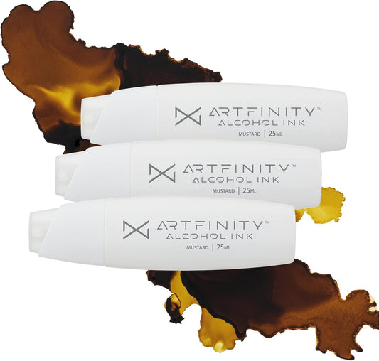 Alcohol Inks 3 Pack - Vibrant, Professional, Dye-Based Alcohol Inks for Artfinity Alcohol Markers, Artists, Drawing, & More! - Mustard Y6-6