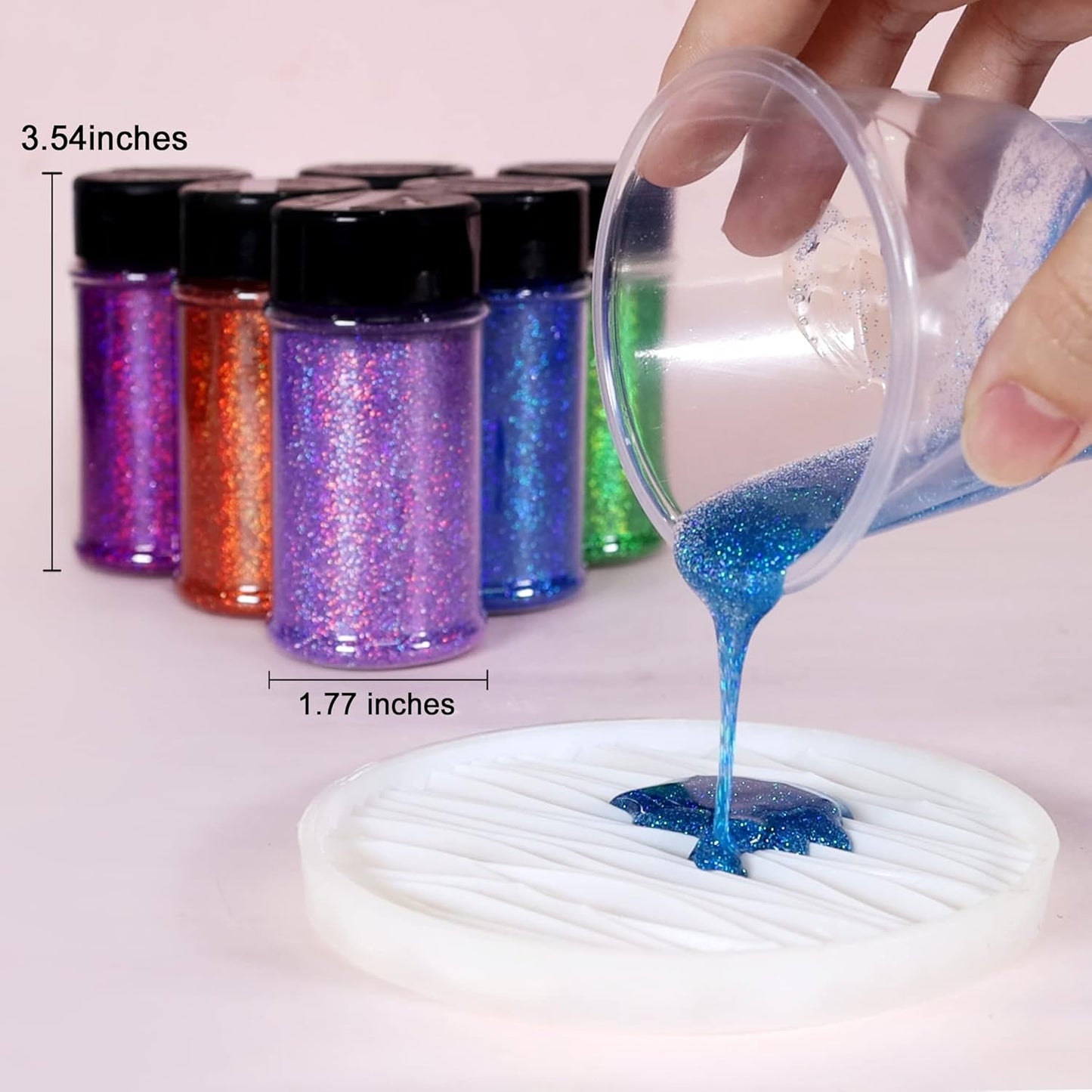 Renfio Holographic Glitter Powder - Metallic Resin Glitter 2.11 Oz (60g) PET Flakes Crafts Sequins for Tumblers Slime Christmas - Laser Green