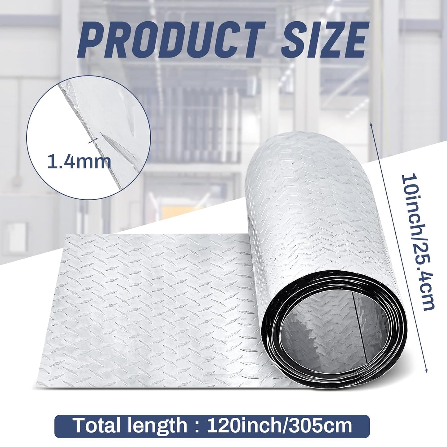 Diamond Plate Sheet Metal Heavy Duty Tread Aluminum Sheet Diamond Tread Plate for Wall Covering, Cargo Trailer, RV and More(120 × 10 Inch,Silver)