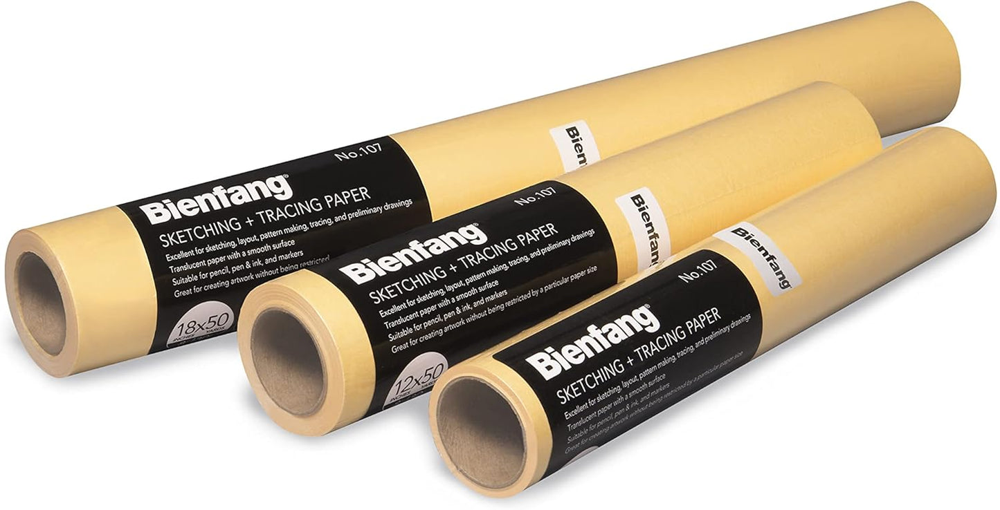 Bienfang Sketching & Tracing Paper Roll, Canary Yellow, 24 Inches x 20 Yards - Large for Drawing, Trace, Sketch, Craft, Sewing Pattern
