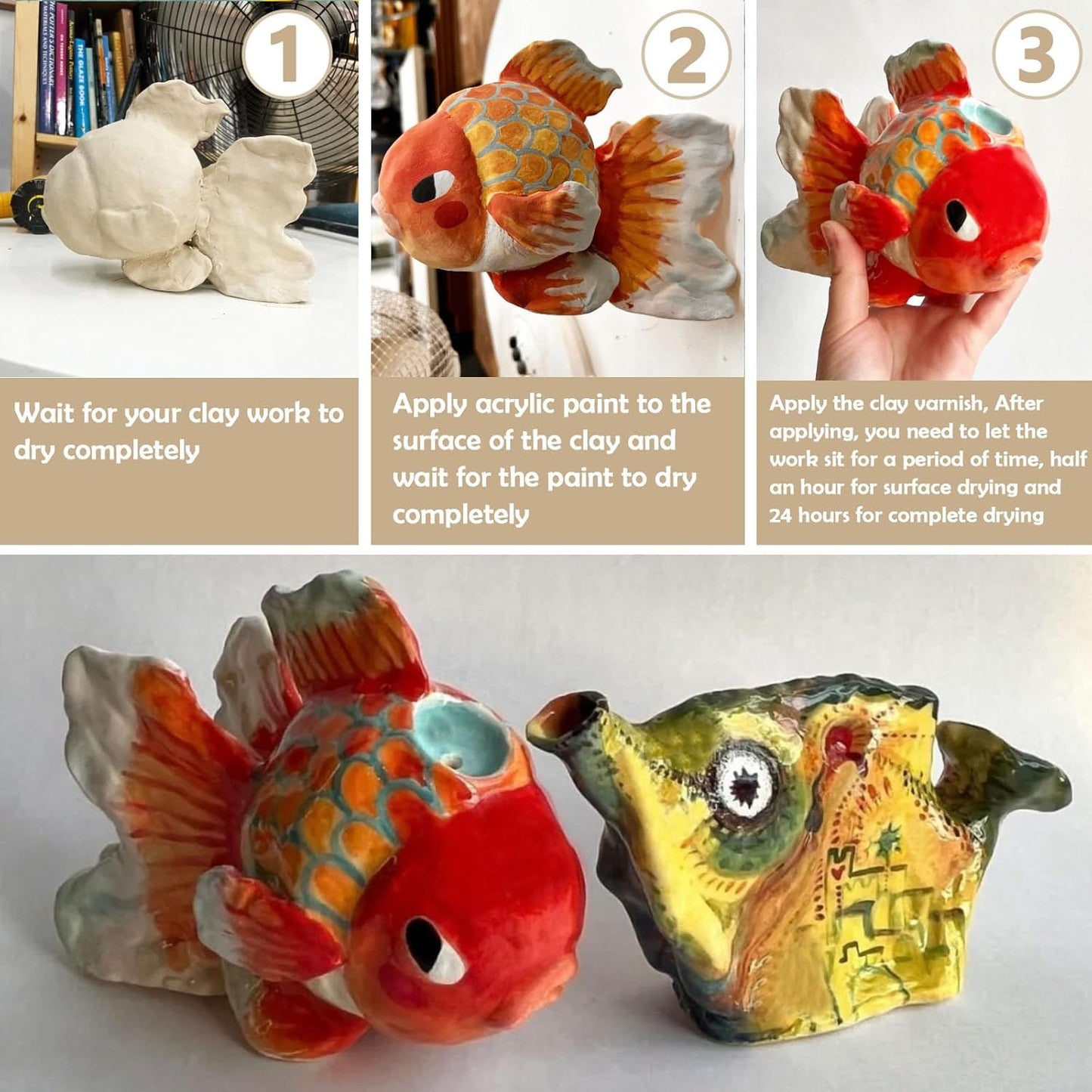 50ml Air Dry Clay Glaze & Varnish - Matte Finish for Crafts/Pottery/Sculptures - Waterproof & Quick-Drying & Non-Yellowing Clear Coating - Matte Polymer Clay Sealer