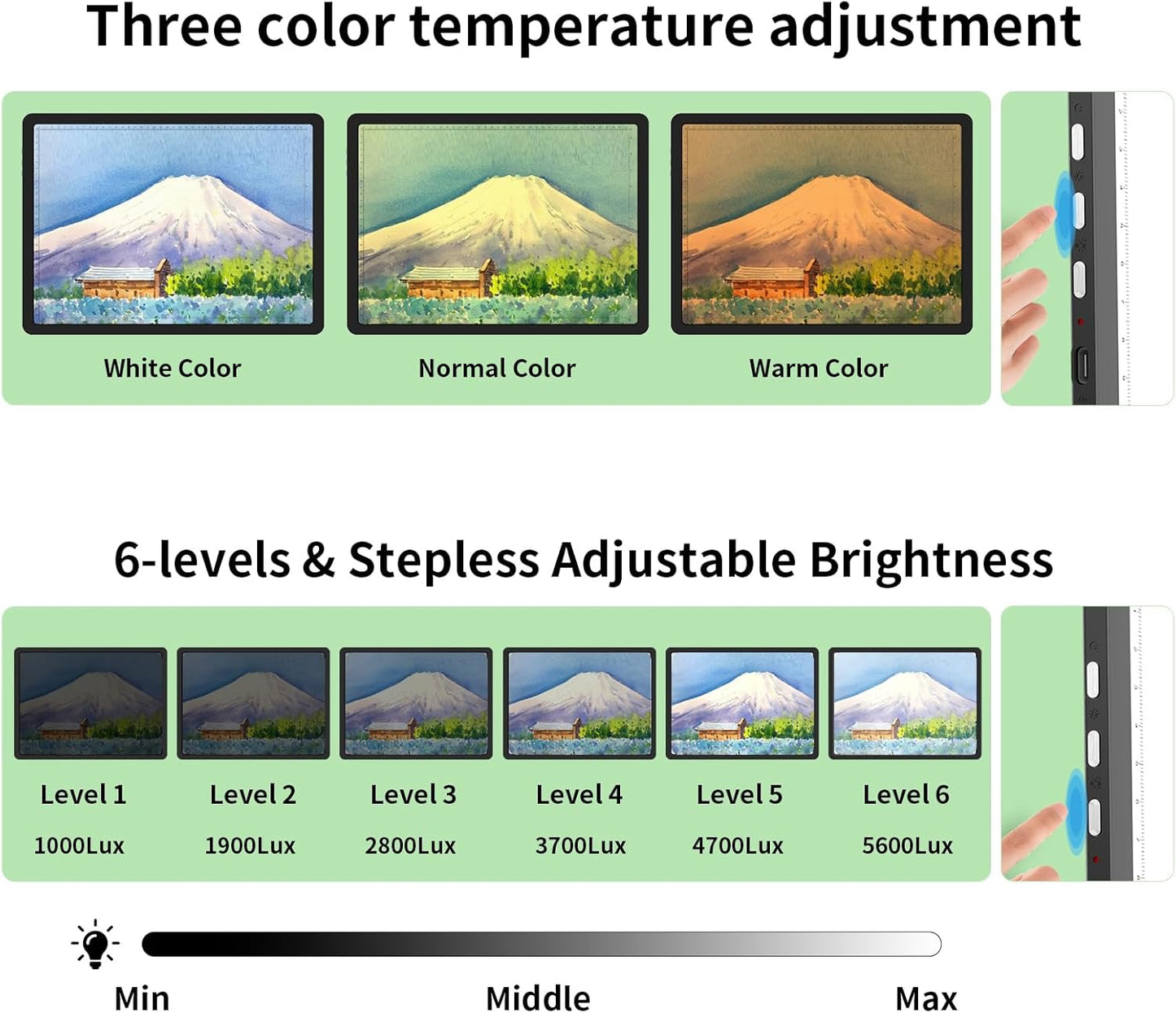 Phylosal Rechargeable A3 Light Pad with Carry Bag, Ultra-Thin Magnetic Tracing Light Box for Drawing, Diamond Art Painting Light Board with Side Button, Super Bright Light Table for Sketching (Black)