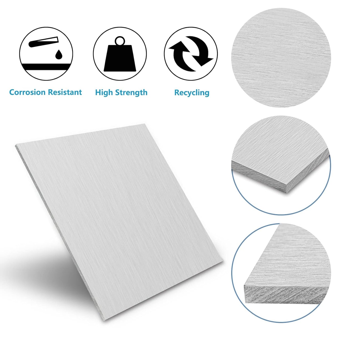 6061 Aluminum Sheet Metal 8 x 12 x 1/4 Inch, Heavy Duty Aluminum Sheets Plates with Protective Film, 6MM Thick Flat Plain Panel Plate Solid Metal Sheet Plate for Crafting Structural Framing Base Plate