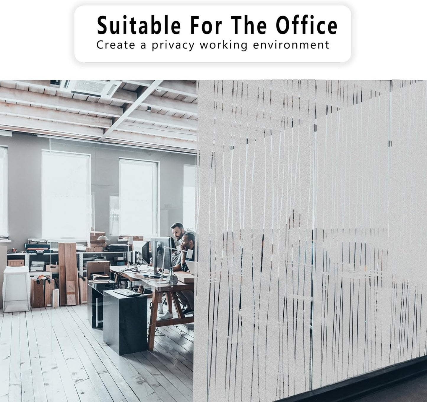 Finnez Window Privacy Film Decorative Frosted Window Cling Privacy Film for Glass, Non-Adhesive Heat Anti-UV for Home Office Living Room, Irregular Stripe Patterns, 17.5 x 78.7 Inches