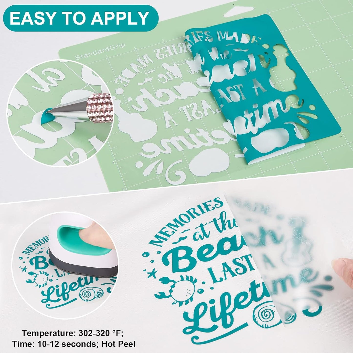 VINYL FROG Teal Heat Transfer Vinyl Roll 12" x5ft Aqua HTV Iron On Vinyl for T-Shirts Garments Bags and Other Fabrics