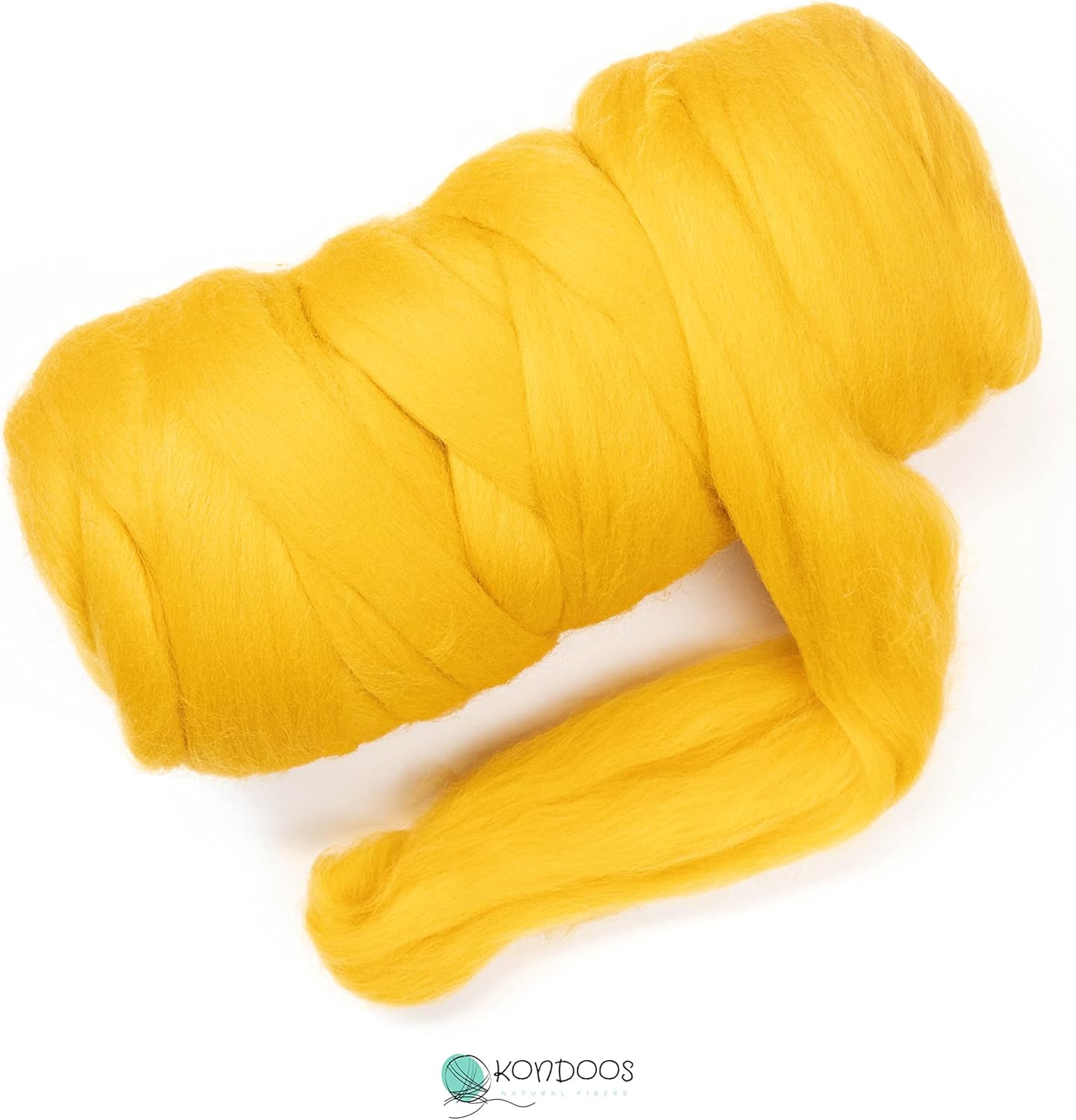 Colored Natural Wool roving, 1 lb. Best Wool for Needle Felting, Wet Felting, handcrafts and Spinning. Hand Knitting Big Yarn (Mustard, 1 lb)