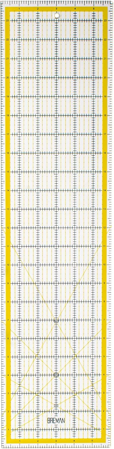 Breman Precision Quilting Rulers – 6x24 Inch Clear Acrylic Rulers for Quilting and Sewing – Laser-Cut Edge, Easy-Read Grid Lines, Angled Markers – Fabric Guide for Left & Right-Handed Users