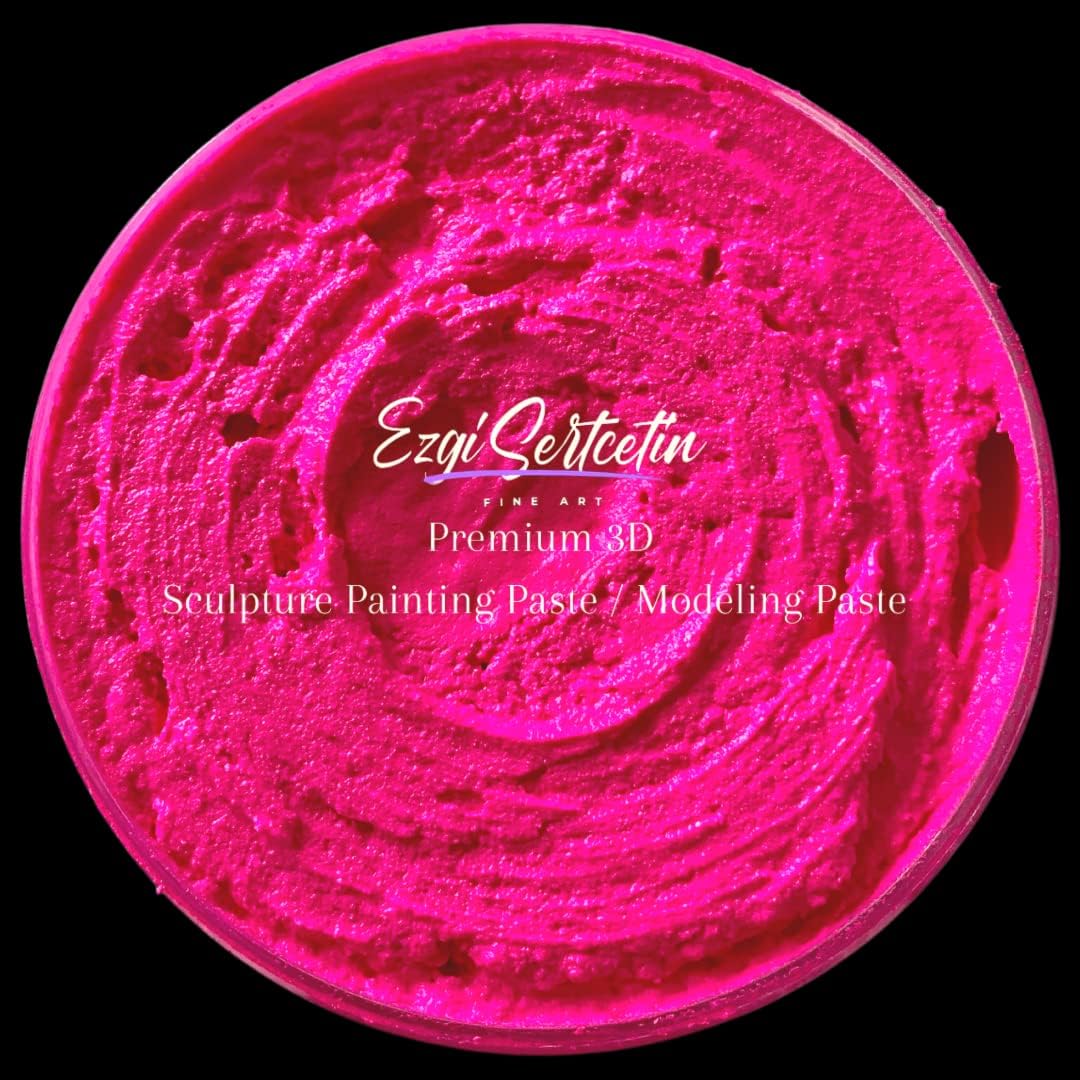 3D Sculpture Painting Paste|Texture Paste|Decorative Plaster|Ready to Use|Unique Colors|Ideal for Artwork|Stencil|Flowers|Texture|Art Relief|New Formula| 6 oz (Neon Pink)