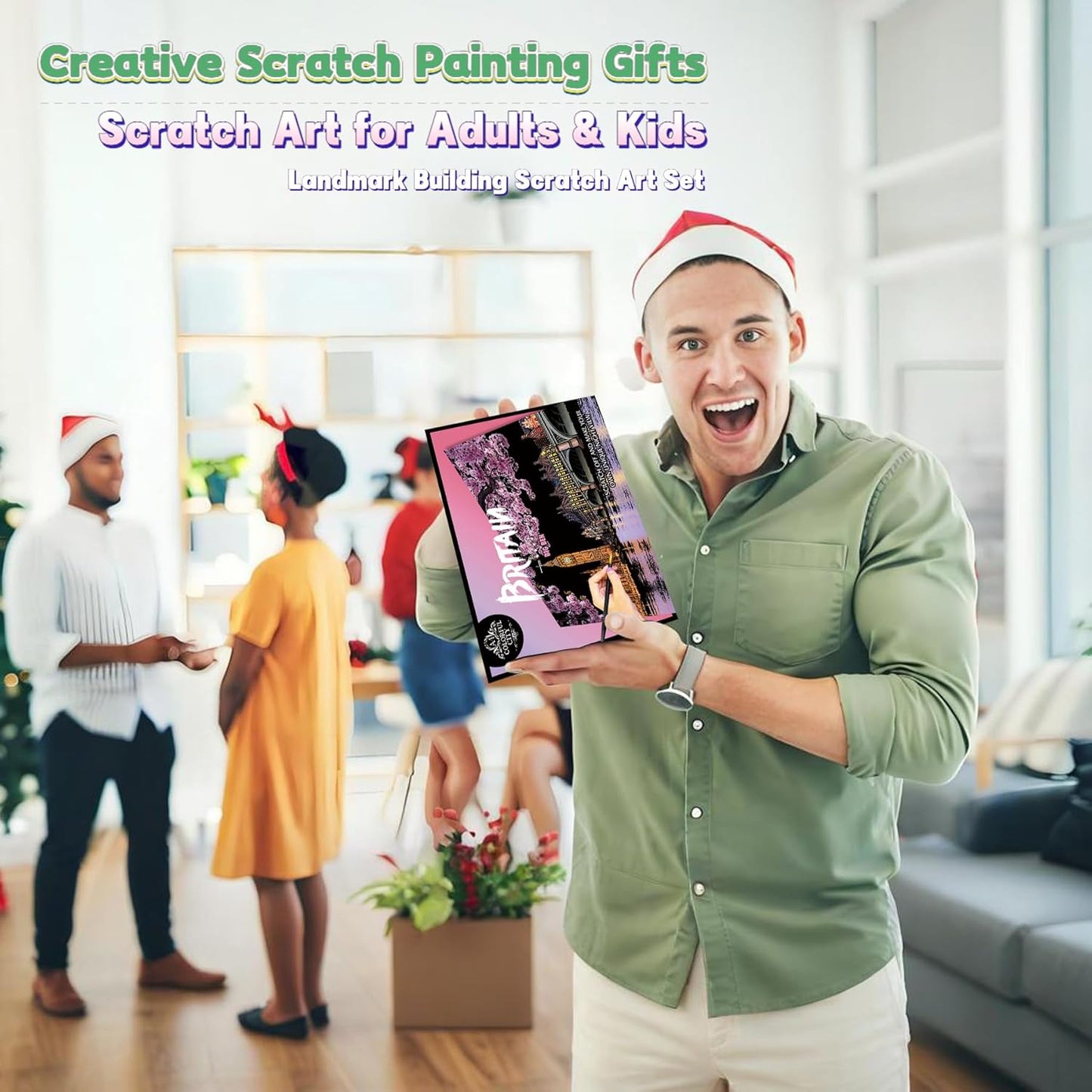 Scratch Art Painting Kit for Adults-8 Sheets A4 Rainbow Scratch Painting Paper Craft Set with City Landmarks|Stress Relief Gift for Travel&Craft Lovers|Scratch Art Home Decor(Europe Series 2)