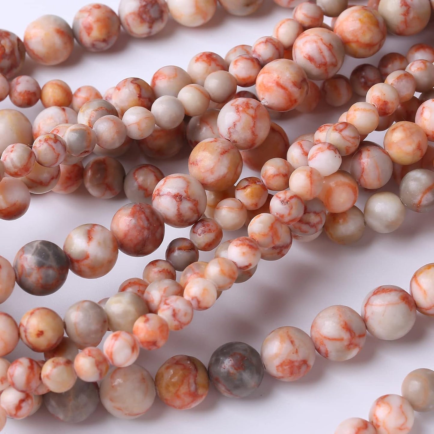 36PCS 10MM Red Network Stone Beads Energy Healing Beads for DIY Jewelry Bracelet Necklace Making for Jewelry Making 15Inch