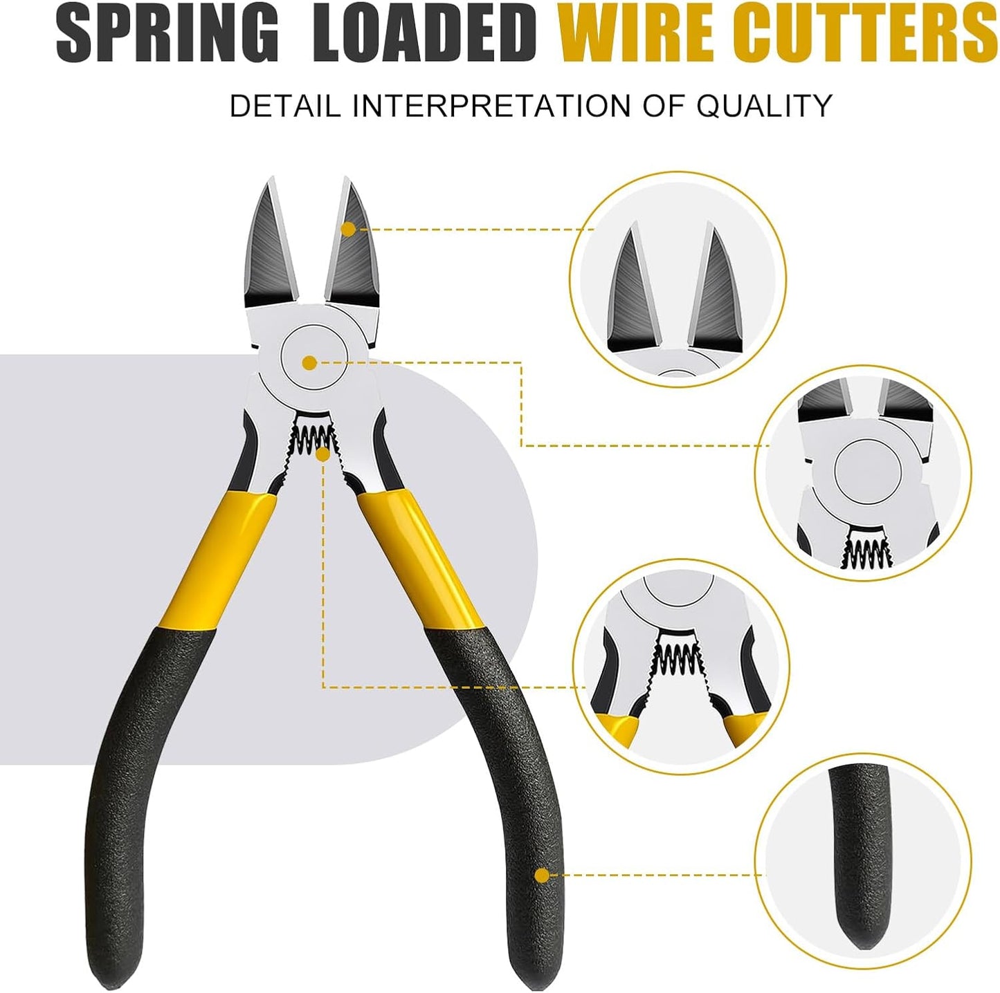 Lasnten Wire Cutters Precision Cutting Pliers Side Diagonal Cutters Small Wire Clippers with Nonslip Handle DIY Jewelry Making Crafting Model Kits(8 Pcs 6 Inch,7 Pcs 5 Inch,Yellow Black)