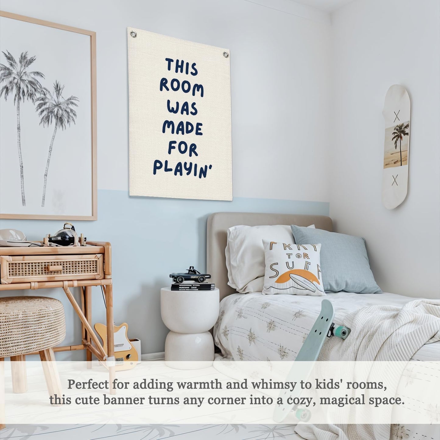 Playroom Wall Decor Linen Canvas Banner,This Room Was Made For Playin 18x25 Inch,Nursery Canvas Art,Kids Bedroom Hanging Flag for Toddler Play