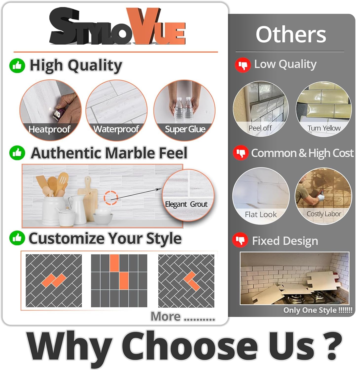 4 Pieces Peel and Stick Backsplash for Kitchen, 3" x 6" PVC Subway Tile 2025 Upgraded Dolomite Star Gray Backsplash Stick on Tile Elevate Kitchen Fireplace RV